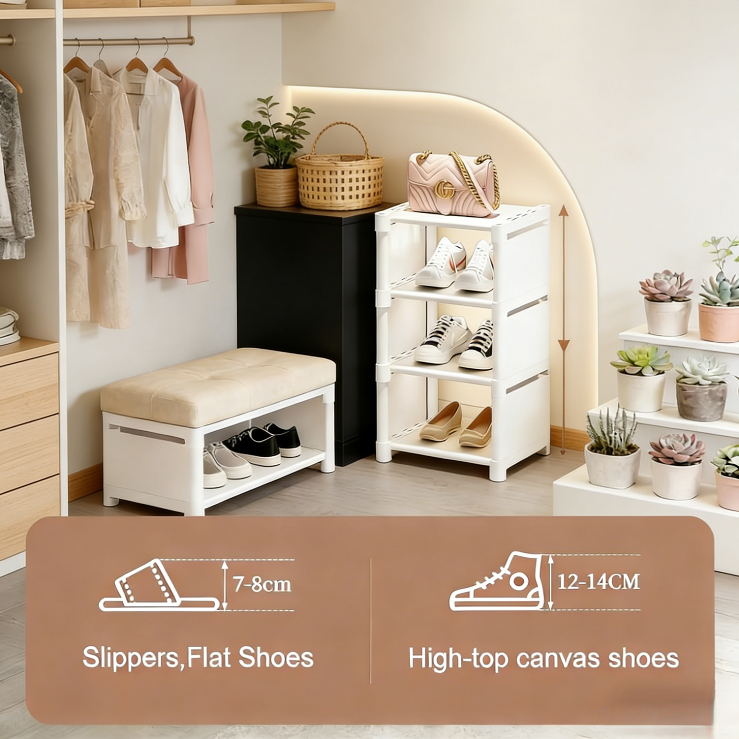 7-Tier Narrow Vertical Shoe Rack, Space-Saving Organizer for Entryway/Bedroom