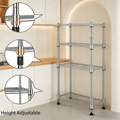 3-Tier Adjustable Metal Wire Shelving Unit, Heavy-Duty Storage Rack for Home/Kitchen