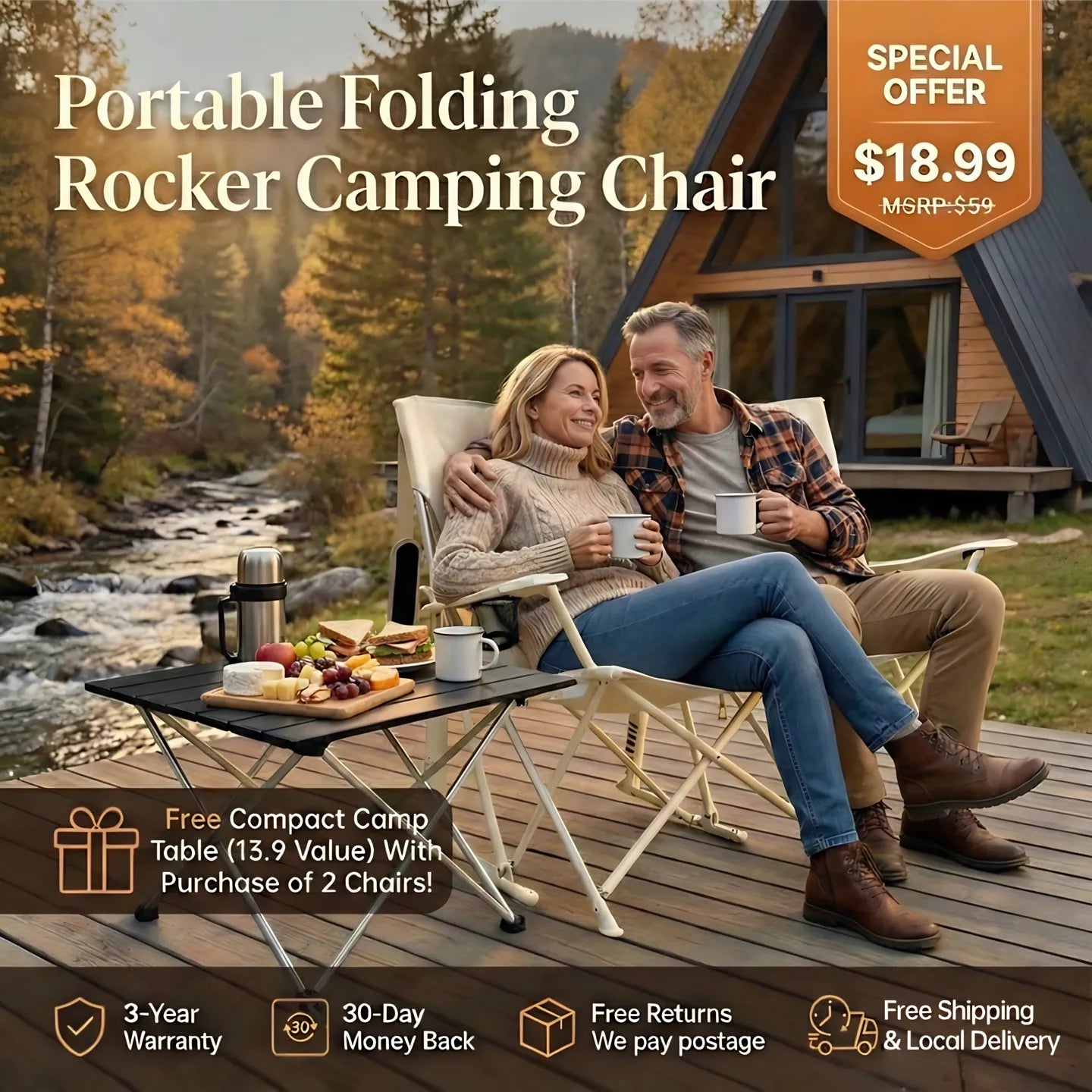 Extra-Wide Rocking Chair with Side Table | Breathable Mesh & 350lbs Support