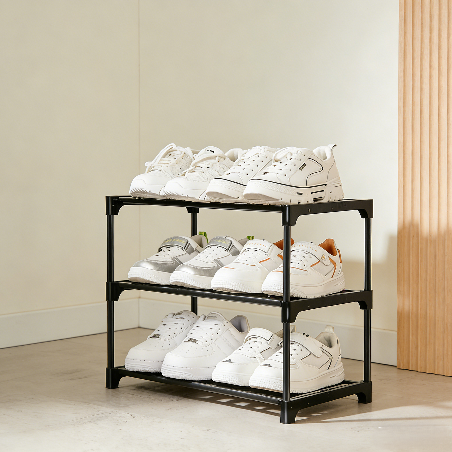 2-Drawer Rattan Accent Nightstand with Mid-Century Wooden Legs