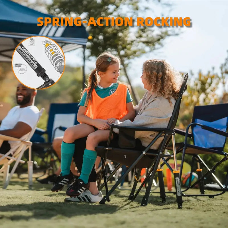 Extra-Wide Rocking Chair with Side Table | Breathable Mesh & 350lbs Support