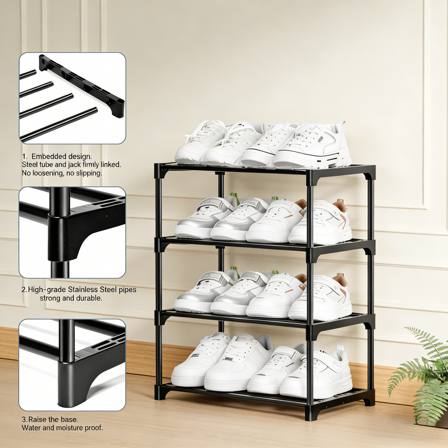 2-Drawer Rattan Accent Nightstand with Mid-Century Wooden Legs