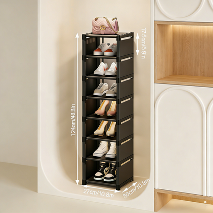 7-Tier Narrow Vertical Shoe Rack, Space-Saving Organizer for Entryway/Bedroom