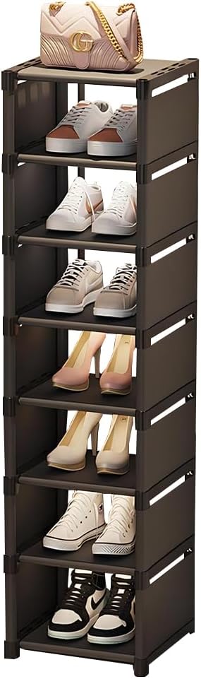 7-Tier Narrow Vertical Shoe Rack, Space-Saving Organizer for Entryway/Bedroom