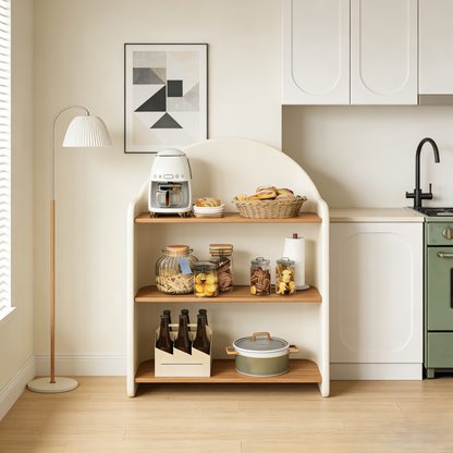 3-Tier Industrial Style Storage Shelf with Bamboo Shelves, Multifunctional Organizer for Home