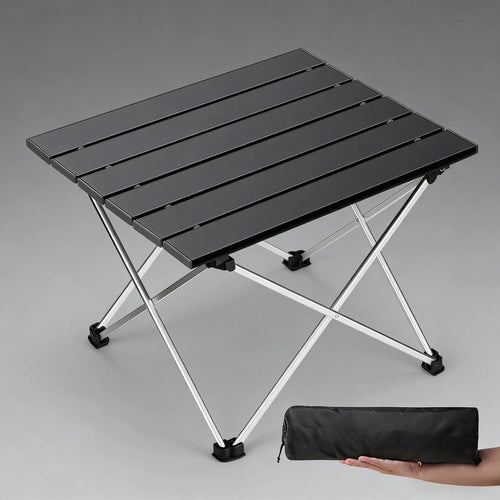 Folding Portable Camping Table, Aluminum Top for Outdoor, Picnic, Beach & Home Use